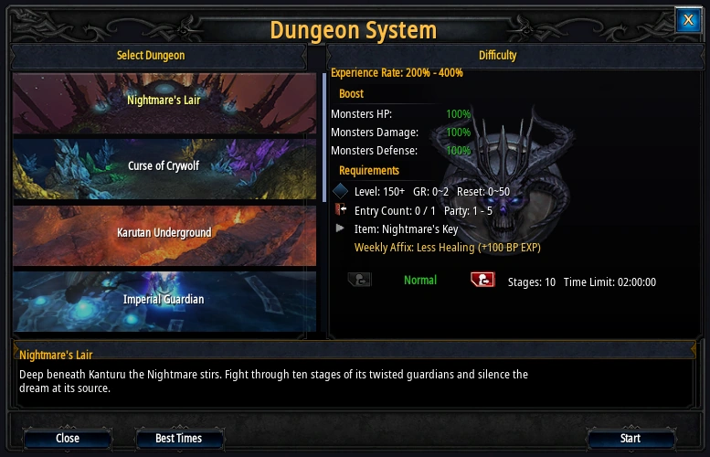 DamageMU DUNGEON SYSTEM